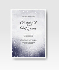 Wedding invitation with abstract splash watercolor