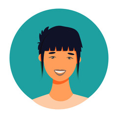 man avatar, portrait of a young oriental man in flat style