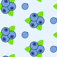 Blueberry vector seamless pattern