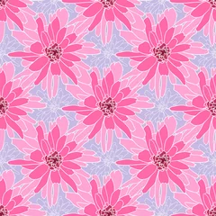 Zelfklevend Fotobehang Seamless floral pattern with rosy chrysanthemum © Lidiia
