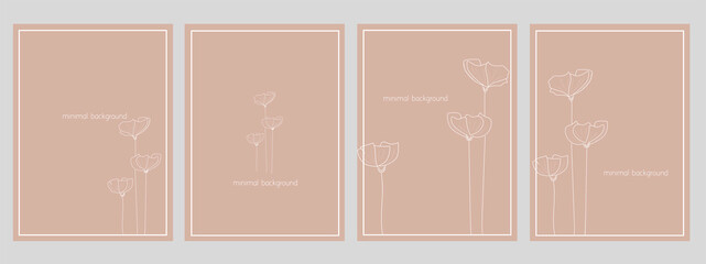 Set of  vector abstract backgrounds templates in minimal style with flowers.