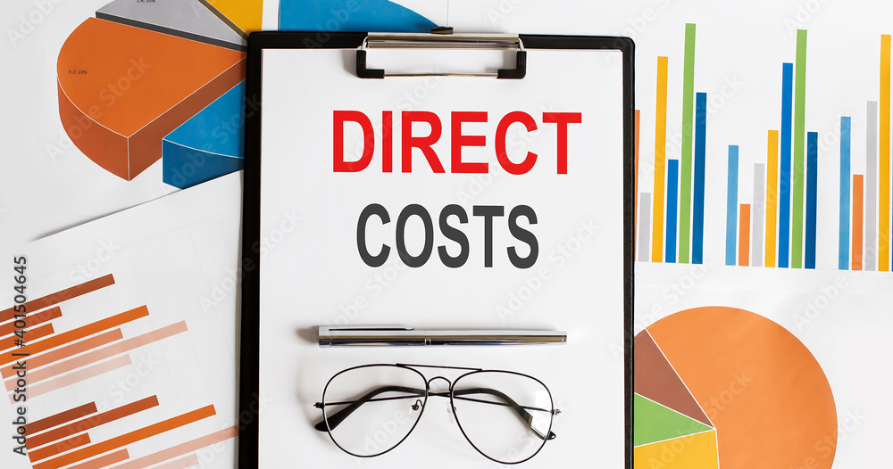 Poster paper note with direct costs message on chart. concept image