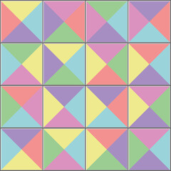 Triangular colorful tiles floor. Vector seamless pattern. Ceramic Texture Background. Seamless tiling pattern. colorful ceramic brick wall. Modern design with soft colors.