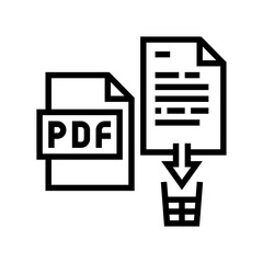 delete pdf file line icon vector. delete pdf file sign. isolated contour symbol black illustration