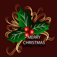 Christmas card with holly berries.
