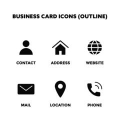 Business Card Icons | Icons Collection | Clean Vector Solid Icon | vCard Icons | Contact Phone Address Website Mail Location | Vector Minimal Icon
