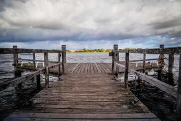 Fototapeta premium Jetty at the Schlei estuary in Schleswig-Holstein, Germany