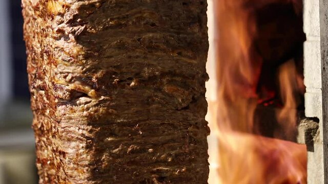 slicing doner at a traditional Turkish restaurant