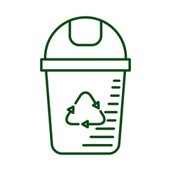 garbage pot with recycle arrows ecology line icon