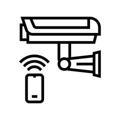 video camera, security system remote control line icon vector. video camera, security system remote control sign. isolated contour symbol black illustration