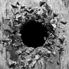 Dark Concrete Wall Architecture. Empty Room