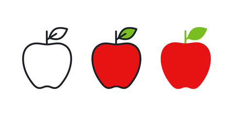 Apple icon. Linear color icon, contour, shape, outline. Thin line. Modern minimalistic design. Vector set. Illustrations of fruits