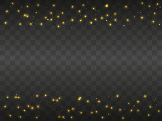 Glowing light on a transparent background. Glowing particles, magic glow. Sparkling light. Vector illustration