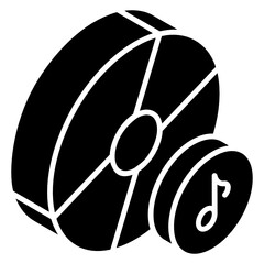 
Glyph isometric icon of music disc 
