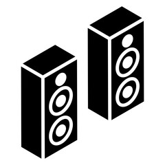 
Stereo devices, glyph isometric icon of sound system
