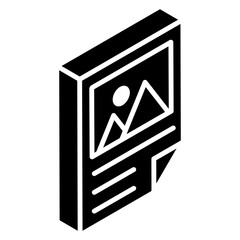 
Landscape image, glyph isometric icon of picture 
