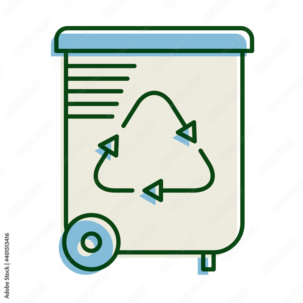 Canvas Prints waste bin with recycle arrows ecology line and fill icon