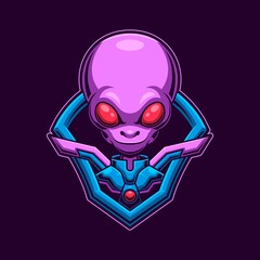Alien head logo gaming. Spaceman face esport twitch avatar. Character mascot design