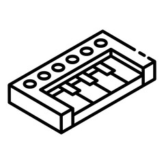 
Electric musical instrument, glyph isometric icon of piano 
