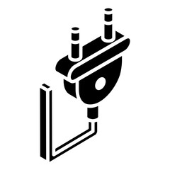 
A glyph isometric design of electric plug icon
