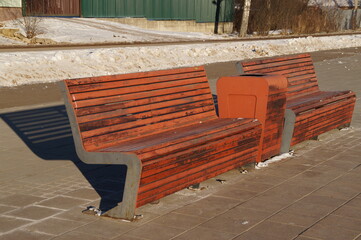 bench for recreation in the city Park