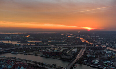 sunset over the city
