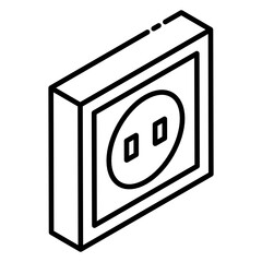 
Glyph isometric design of power socket, receptacle icon
