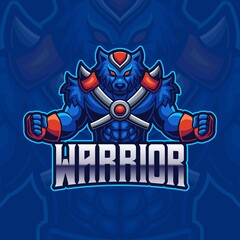 Warrior Mascot E-sports Gaming Logo Template
