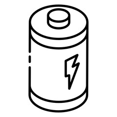 
Rechargeable power cell icon in glyph isometric design 
