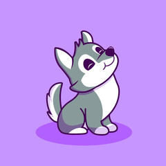 Cute husky cartoon illustration icon
