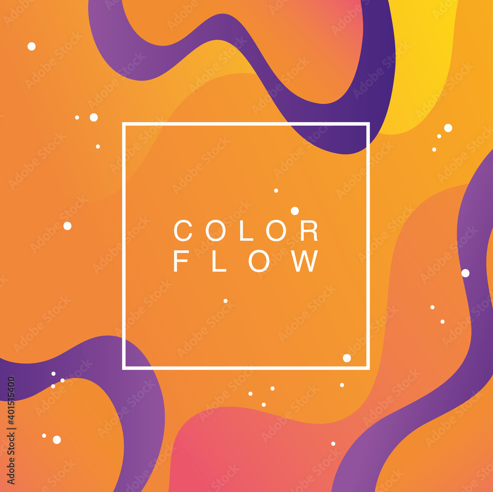 Poster vivid color flow with square frame background