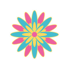 pink and blue flower icon vector design