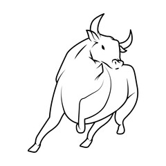 chinesse New Year ox animal line style icon