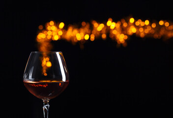 Snifter of brandy with space for text.