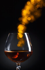 Snifter of brandy with space for text.