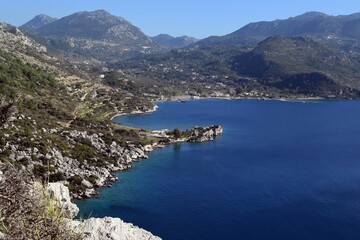 Sea mountain landscape from a bird's eye view