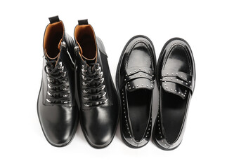 Female boots on white background