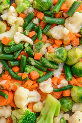 Frozen vegetables as background, closeup