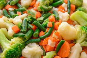 Frozen vegetables as background, closeup