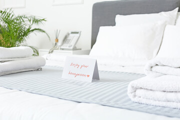 Interior of modern honeymoon room in hotel