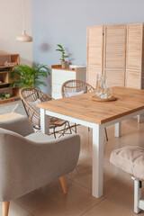 Stylish interior of modern dining room