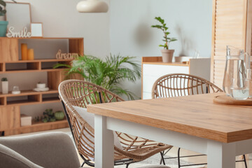 Stylish interior of modern dining room