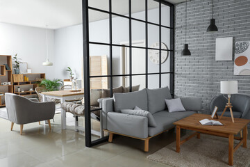 Stylish interior of modern dining room