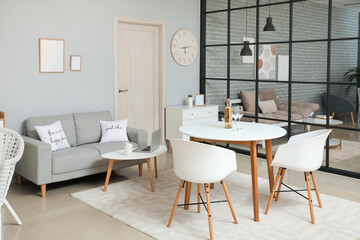 Stylish interior of modern dining room