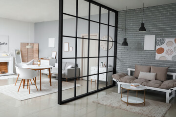 Stylish interior of modern dining room