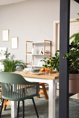 Stylish interior of modern dining room