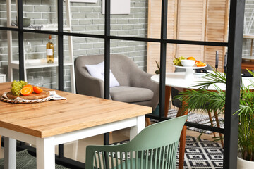 Stylish interior of modern dining room