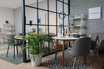 Stylish interior of modern dining room