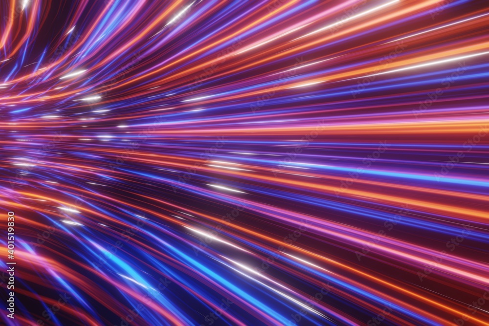 Poster abstract futuristic stream digital data neon speed motion glowing light trails tunnel background 3d 