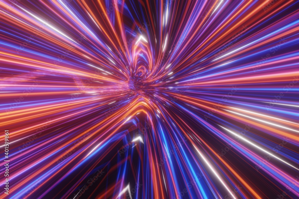 Poster abstract futuristic stream digital data neon speed motion glowing light trails tunnel background 3d 